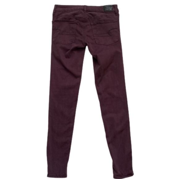 American Eagle Jegging Jeans Purple Brown Sateen Super Stretch Low Rise Size 2 - Picture 2 of 10